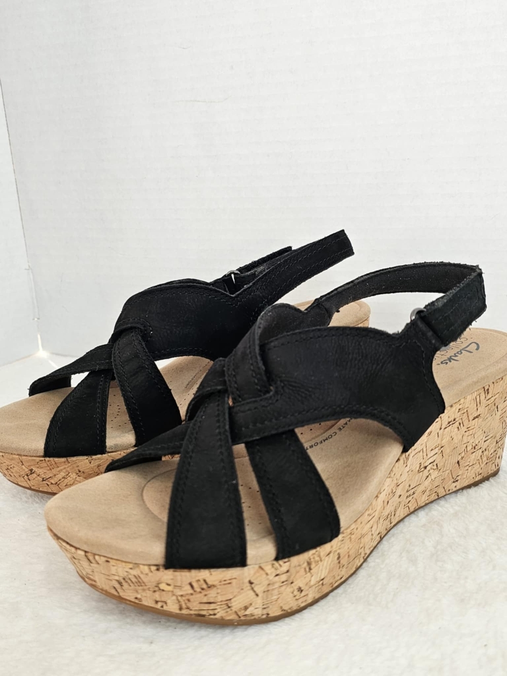 🖤Clarks Collection Ultimate Comfort Black Suede Wedge Platform Sandals Size 10